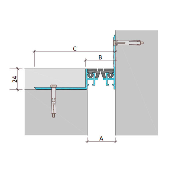 Накладное dilatation profile Aquastop ДШО-24-УГЛ/070 В0-068